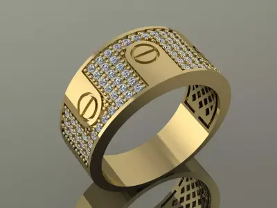 Mens ring Gold 3D print model