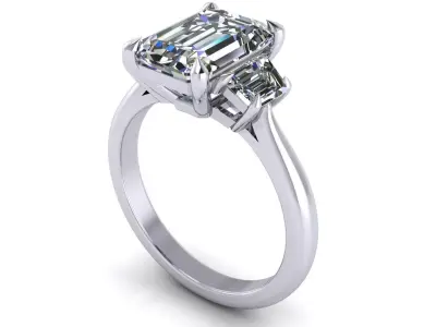 Three Stone Emerald Wedding Ring 3D print model purchase