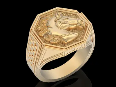 Horse Man Ring silver gold printable jewelry 3D print model