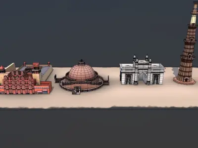 Monuments of India Low-poly 3D model