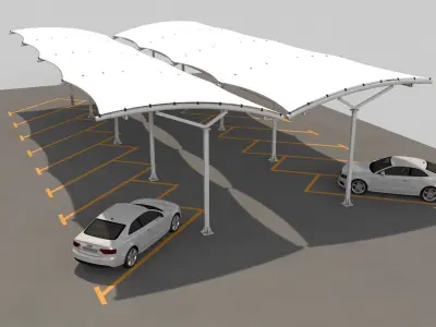 Open Car Parking  Tent 3D model