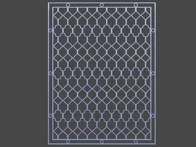 3D Purple Steel Window Trellis Ornaments 3D model