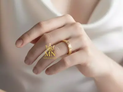 Gold Ring with Artistic Floral Engraving and Elegant Design 3D print model