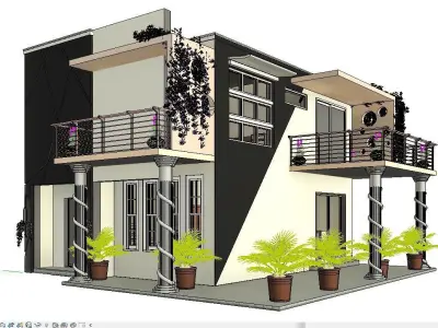 3 Bedroom House plan Model  Low-poly 3D model purchase