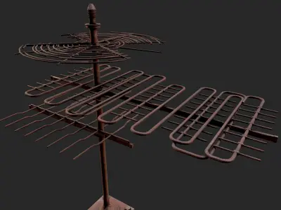 Old rusted tv antenna 2 Low-poly 3D model
