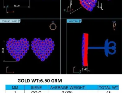 heart diamond stud 3D print model