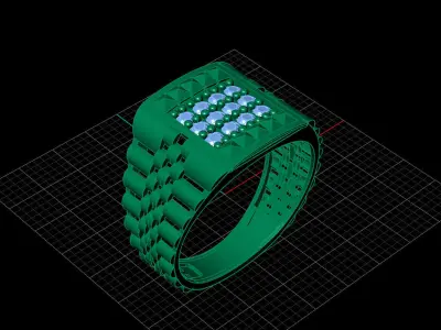 Print Ready STL 3DM  Gents Rings Diamond Men Ring  3D print model 191