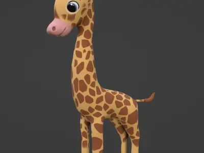 Stylized Toon Giraffe rigged Low-poly 3D model