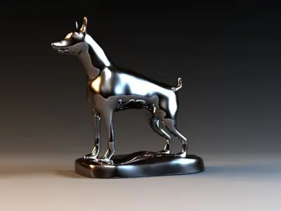 Metal Dog sculpture  Chrome  animal sculpture 3D model
