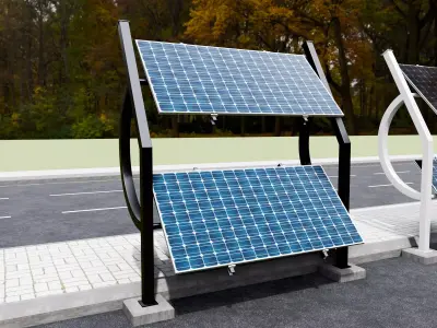 Solar-Powered-Tracking System Wall Models Low-poly 3D model