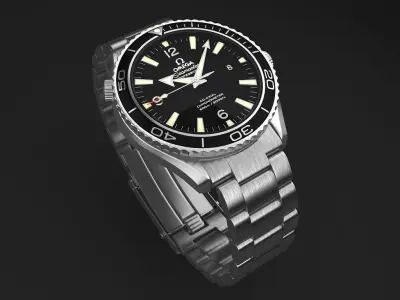 Omega Seamaster Planet Ocean Steel Braclet Mens Watch 3D model