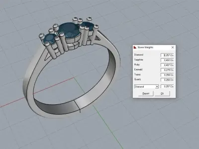 Ring 3Gems Free 3D print model