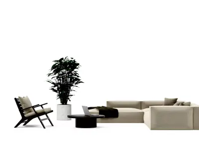 Modern classic living room furniture set white and black Low-poly 3D model