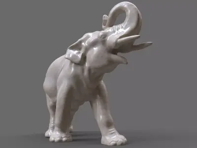 Elephant Porcelain figurine Low-poly 3D model
