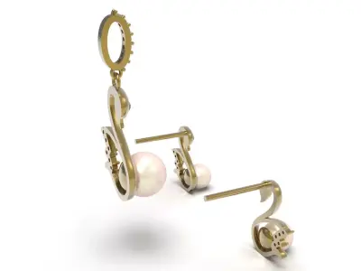 Swan Design Half Set earring pendant model ps0004 3D print model