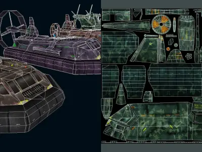 Hovercraft Seal Navy Low-poly 3D model