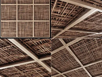 Ceiling wood cage thin branch n4 3D model