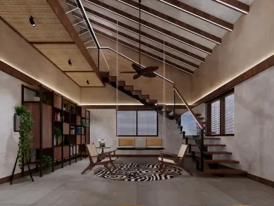 Resort - Cottage - bedroom - interior 3D model