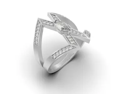Diamond Ring Navete - 3D Jewelry - AN-455 3D print model