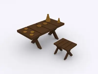 Food tables pack Low-poly 3D model