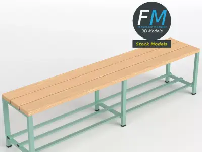 Locker room bench 3 3D model