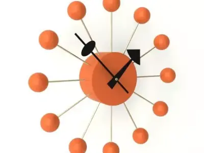 Ball Wall Clock orange 3D model