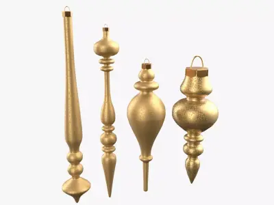 Christmas Tree Ornament Set11 - Red Yellow 3D model