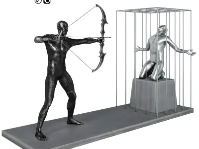  Decorative Sculpture With PBR Metal Materials 3D model