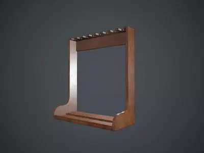 Wooden Weapon Rack 3 PBR Game Ready Low-poly 3D model