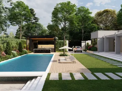 3D Exterior Scene 3D model design garden and landscape 3D model