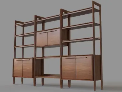 Tate Bookcase Bar With 2 Bookcase Cabinets 3D model