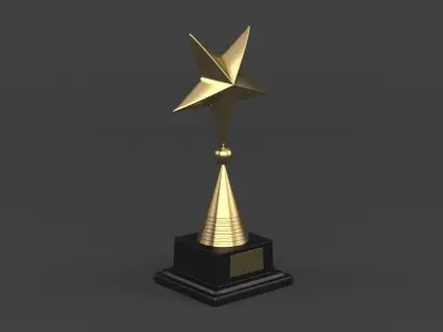 Gold Trophy Cups 3D model 15