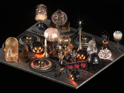 halloween table setting 3D model