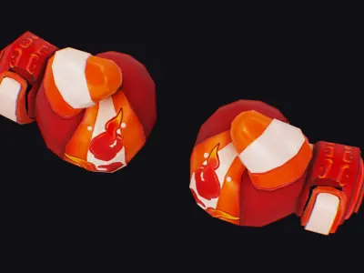 Boxing Gloves Red Glove Sport Equipment Symbol Toon Hand Low-poly 3D model