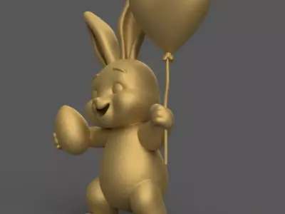 Happy Easter Bunny 3D STL File for Decoration Gifts 3D print model