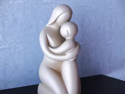 Mother and son minimalist statue 3D print model