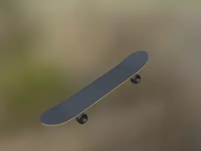 Black Plain Skateboard  Low-poly 3D model