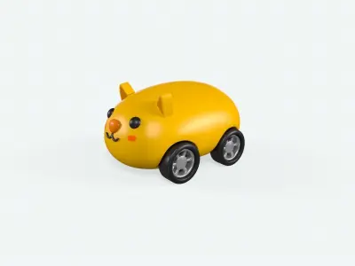 Cartoon Cat Car Cute Low-poly 3D model