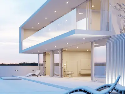 Redshift - C4D Scene files - Modern Minimalist House Exterior 3D model