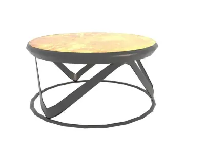 Table3 round side table with metal frame and glass top Low-poly 3D model