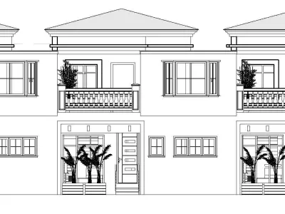 Three Block apartment Building  Low-poly 3D model