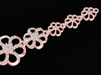 Luxury Floral Diamond Bracelet 3D Model 2442 3D print model