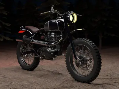 Custom Royal Enfield Scrambler Low-poly 3D model