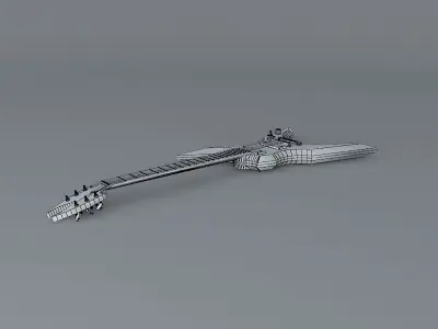 Red/Silver Dean concept guitar Free 3D model