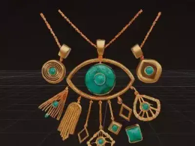 Turquoise Talisman Necklace  Evil Eye Amulet 3D print model