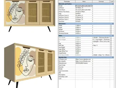 Parametric Sideboard Furniture for Revit 3D model