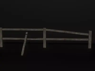 Game-Ready Modular Wooden Fence 3d Model Free low-poly 3D model