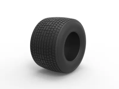 Dirt Sprint racing tire 6 Scale 1 to 25 3D print model