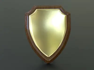 Polished Wood Plaque Shield Low-poly 3D model