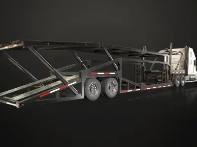 Semi Truck Car Carrier Trailer Low-poly 3D model